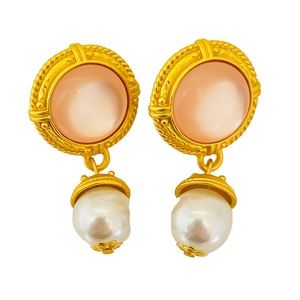 NEW vintage runway style glass gold plated statement earrings